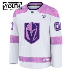 Maillot de Hockey Vegas Golden Knights Personnaliser Fanatics Hockey Fights Cancer Practice 2024-25 Blanc - Enfant